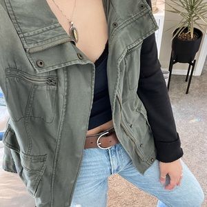 Army Green Sweatshirt Zip Jacket